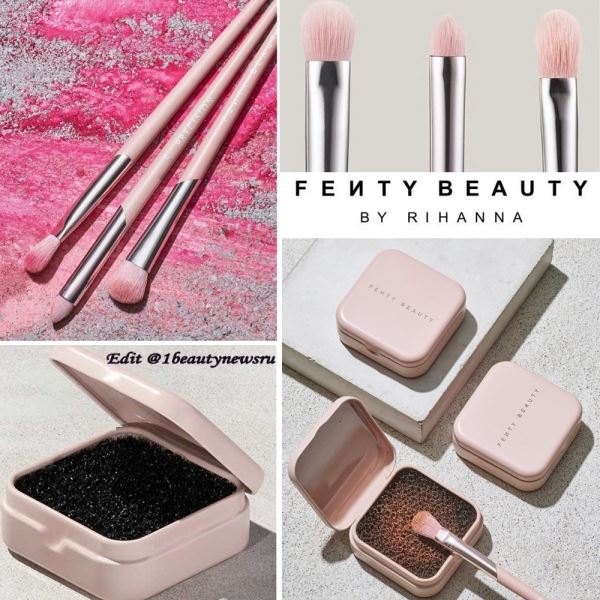 Новые кисти для макияжа и спонж для очищения кистей Fenty Beauty Brush and Dry Brush-Cleaning Sponge Winter 2020